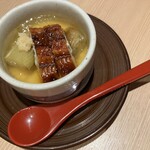 新宿 蟹いおり - 蒸物(焼きなすと鰻の茶碗蒸し)