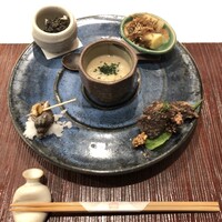 凛と - 貝の煮付け、筍の土佐煮、ポタージュなど。