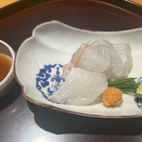 なかもと - ヒラスズキのあらい　自家製ポン酢