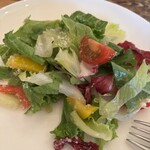 カフェ ラ トラヴィアータ - ミックスグリーンサラダ　小皿に取り分けたところ