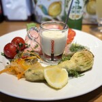 ピッツェリア トラットリア ダ オカピート - ホワイトショコラのポタージュとミニトマトが超甘い