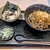 ゆで太郎 もつ次郎 - 料理写真:温そば+ミニ 燒鯖 炙りたらこ ごはんセット(730円)。