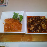 四川飯店 博多 - 麻婆豆腐と海老チリのランチプレート