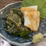 金町製麺 - スルメイカの肝正油がけ　470円