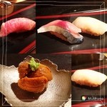 濤﨑 - シャリはふわっと少なめ。
            お寿司美味しいなぁ♡