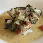 NALA - 魚料理 シマイサキの薪焼き バジルとトマトのバターソース