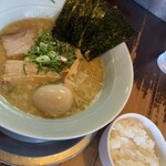 夜鳴き軒 - 夜鳴き軒こってりin味玉＋サービスごはん！