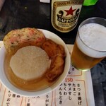 立ち呑みおでん屋 つかだ - つかだのおでんセット、おでん3品にドリンクのセット