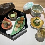 峡谷の湯宿 大歩危峡まんなか - 食前酒と先付 「ホンモノ」の味醂久しぶりに味わえました。