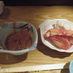 てっちゃん - お通し（いかの塩辛とかに）