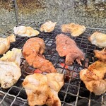 ふれあいの里 - 教育中(背肉のしょうゆニンニク焼き、もも身と胸身の二種盛り)