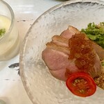 貴船喜らく - 鴨ロース　ポン酢ジュレが合います　山芋のスープ