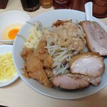 自家製ラーメン大者 - 「油そば(麺少なめ、ニンニク、アブラ)」¥1030+「チーズ」¥120