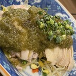 中国菜 奏 - 蒸し鶏の柚子胡椒葱油ソース