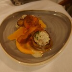 Pavillon Lamarine - Roasted Scallops in Butter, Sweet Potato and Ginger Cream, Orange and Ginger White Butter & Orange Supremes
