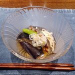 料理旅館 奥飛騨山草庵 饗家 - 冷物：煮茄子と鮎のうどん
