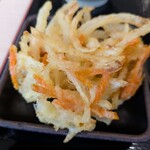 ゆで太郎 - サービス券でゲットしたかき揚げ