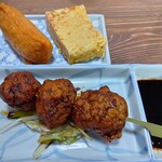 登美 - 鴨のくし団子＆冷やし玉子焼きとわさびいなりセット