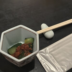 レストラン酢重正之 - お通し キュウリと醤油豆