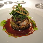 ラ・トルテュ - 蝦夷アワビと赤座海老のソテー　肝風味のリゾット、マデラ酒のソース