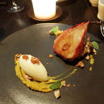 ラ・ボンヌターブル - 洋なしのロースト、ラムレーズンのアイスクリーム、アールグレイ香るスコーン、バニラ香る栗カボチャ、クルミのプラリネ