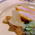 samo - 丹波地鶏のピカタとゴボウのグレック