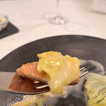 フランス料理 タンモア - ◎前菜その1：サクラマス、春キャベツ、ふきのとうのベルモットソース