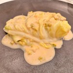 フランス料理 タンモア - ◎前菜その1：サクラマス、春キャベツ、ふきのとうのベルモットソース