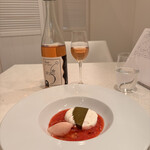 フランス料理 タンモア - ◎デザート：クレームダンジュ、桜餅仕立て、ロゼダンジュのジュレ、苺