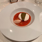 フランス料理 タンモア - ◎デザート：クレームダンジュ、桜餅仕立て、ロゼダンジュのジュレ、苺