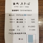 出町ふたば - レシート。