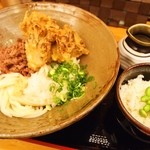 皐月庵 - 肉まいたけ天温玉ぶっかけ ＆ まめごはん