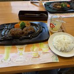 さわやか 沼津学園通り店 - げんこつハンバーグ Bセットとカンパイドリンクのりんごジュース