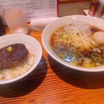 らーめん芝浜 - 歌丸 かけそば+和牛バーグセット1760円