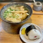 葉隠うどん - ごぼう天うどん@530 おにぎり@220