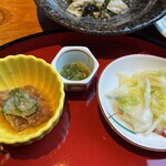 炭焼 うな富士 - うざくとわさび、香の物
