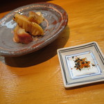 日本橋橘町　都寿司 - 北寄貝の生姜醤油焼き、お好みで七味で