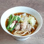 九州名物とめ手羽 - 博多もつうどん（醤油）
