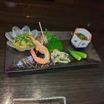 やっちろ - 焼き茄子、つぶ貝、オクラ、海老、モズク