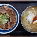 カルビ丼とスン豆腐専門店 韓丼  - 料理写真:2025.07.30 ねぎ塩カルビ丼、韓国冷麺セット