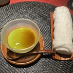 天ぷら あらたみかわ - 抹茶のプリン:ほろ苦さが残っていて美味しい