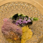 雪花菜 - 蝦夷鮑の酒蒸しトモサンカク