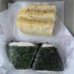 さけ￥１２０、高菜￥１２０、厚焼き玉子\１３０