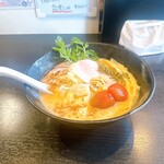 麺処まるは RISE - 8月の限定「真夏のトマト冷やし麺〜馬場農園のトマトとはまぐり出汁」＠1,400円（税込）