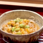 多仁本 - 玉蜀黍と枝豆のかき揚げ素麺　美味しいなぁ