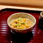 多仁本 - 玉蜀黍と枝豆のかき揚げ素麺　見た目通り美味しいですよ