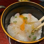 銀座 鉄板焼き ステーキ K-sio - 鯛めしと卵黄、白ゴマと九州醤油が美味しくてすぐ完食！