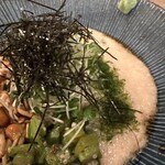 人力俥 - ナメコ、オクラ、トロロ、青海苔がのります