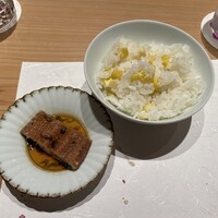 和 のぎ - とうもろこしの土鍋ご飯＆山椒風味の鰻。