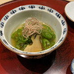 赤坂 島袋 - 9品目煮物万願寺とうがらし鮑冬瓜